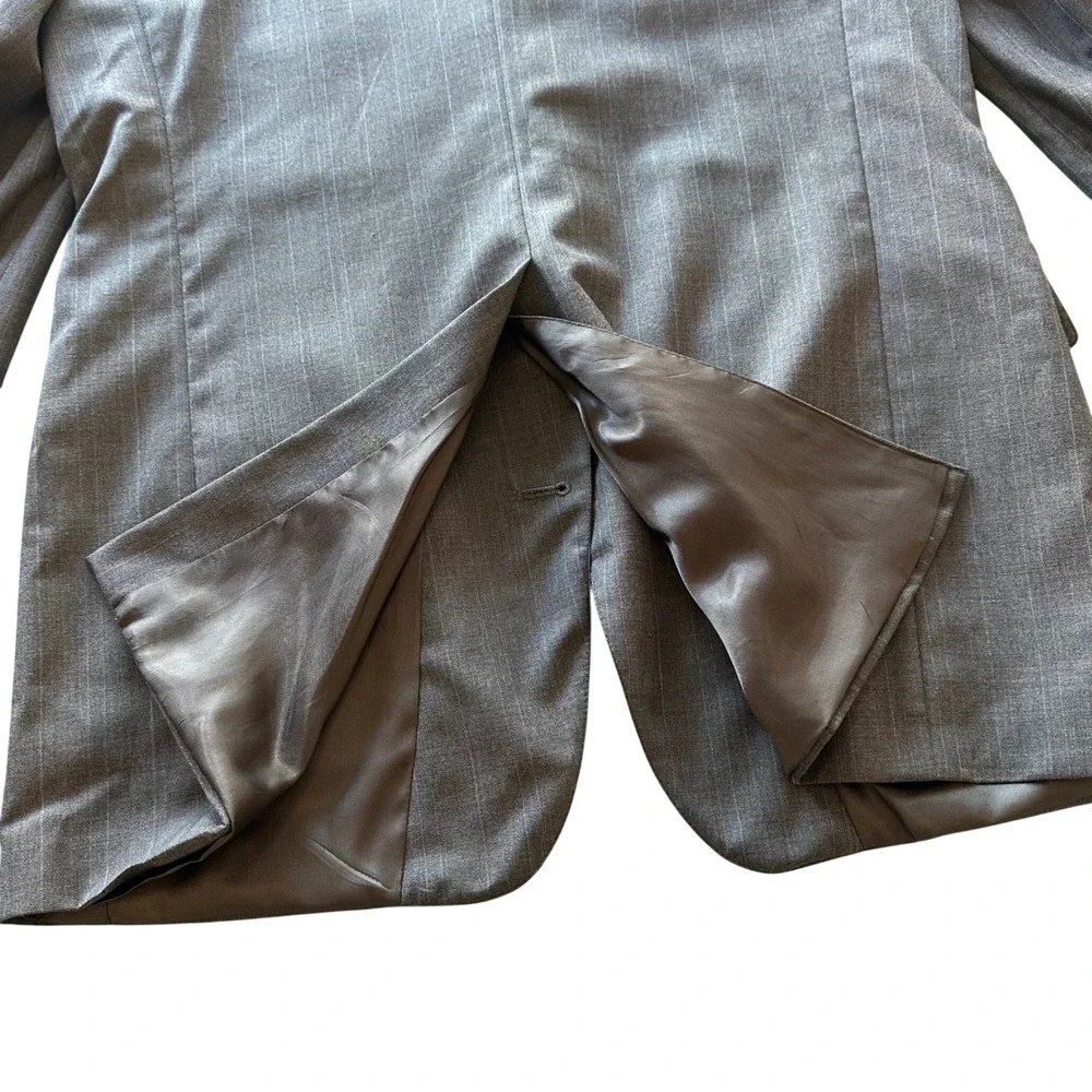 Brooks Brothers Blazer Mens 42R Gray Pinstripe Pure Wool 2Button Suit Jacket USA